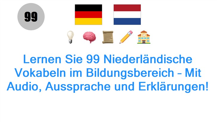 Lernen Sie 99 Niederländische Vokabeln im Bildungsbereich – Mit Audio, Aussprache und Erklärungen!